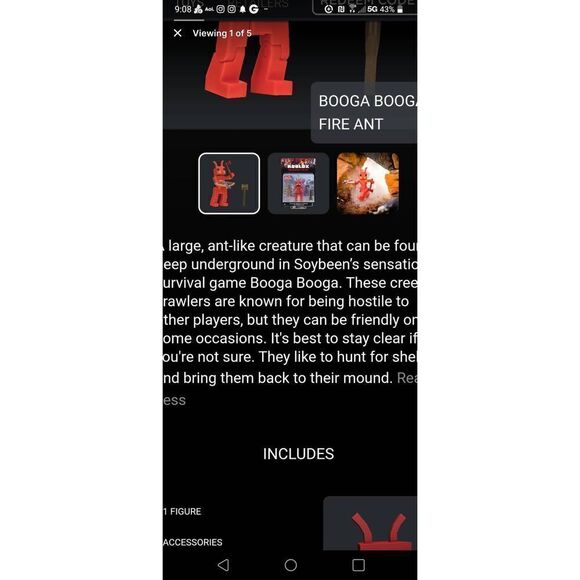 Roblox Booga Booga Fire Ant Action Figure Toy with three accessory parts - Picture 5 of 6